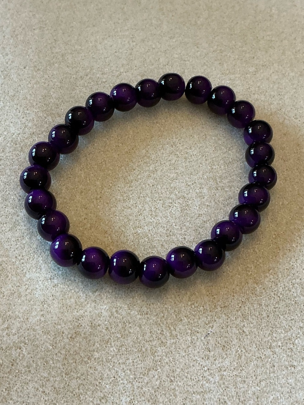Purple Beaded stone Stretch Bracelet